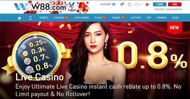   W88 cung cấp sòng bài casino trực tuyến chất lượng cao